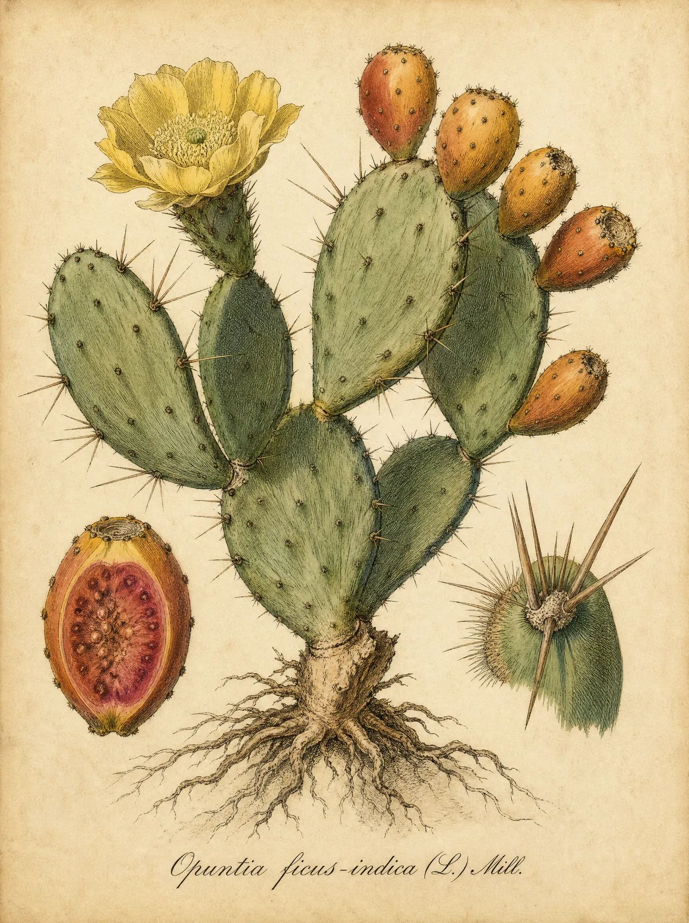 Tavola botanica generata in stile ottocentesco